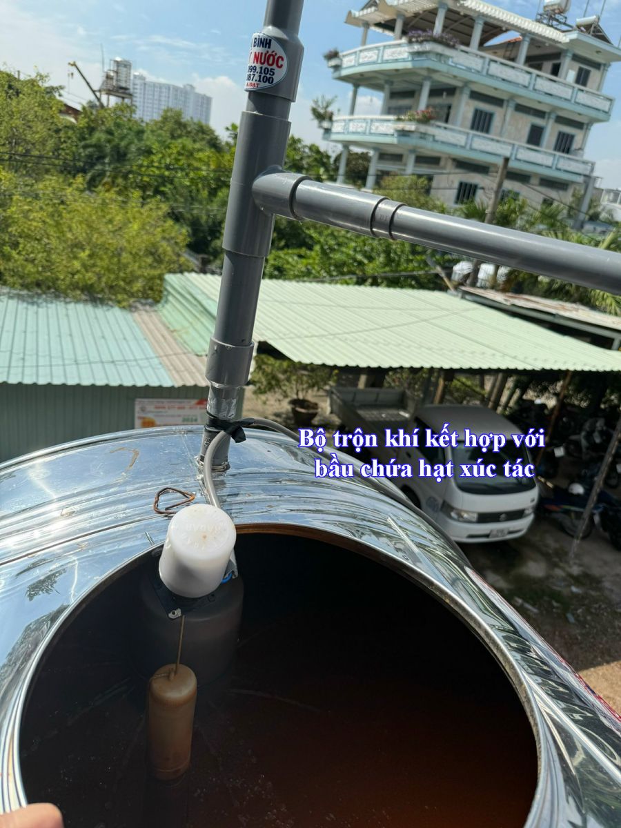 Bộ Trộn khí ejector kết hợp với bầu chứa hạt xúc tác bo tron khi ejector ket hop voi bau aluwat